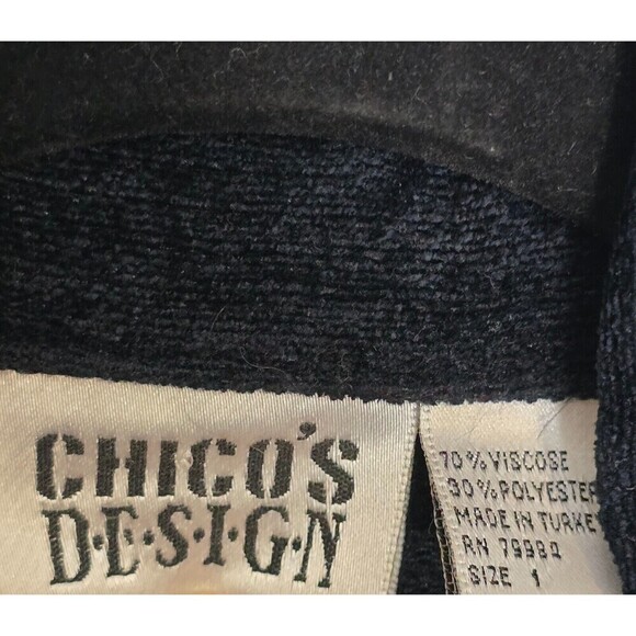 Chicos Design Womens Black Shacket 1 US Sm Full Zip Aztec‎ Tribal Southwestern - Picture 9 of 10